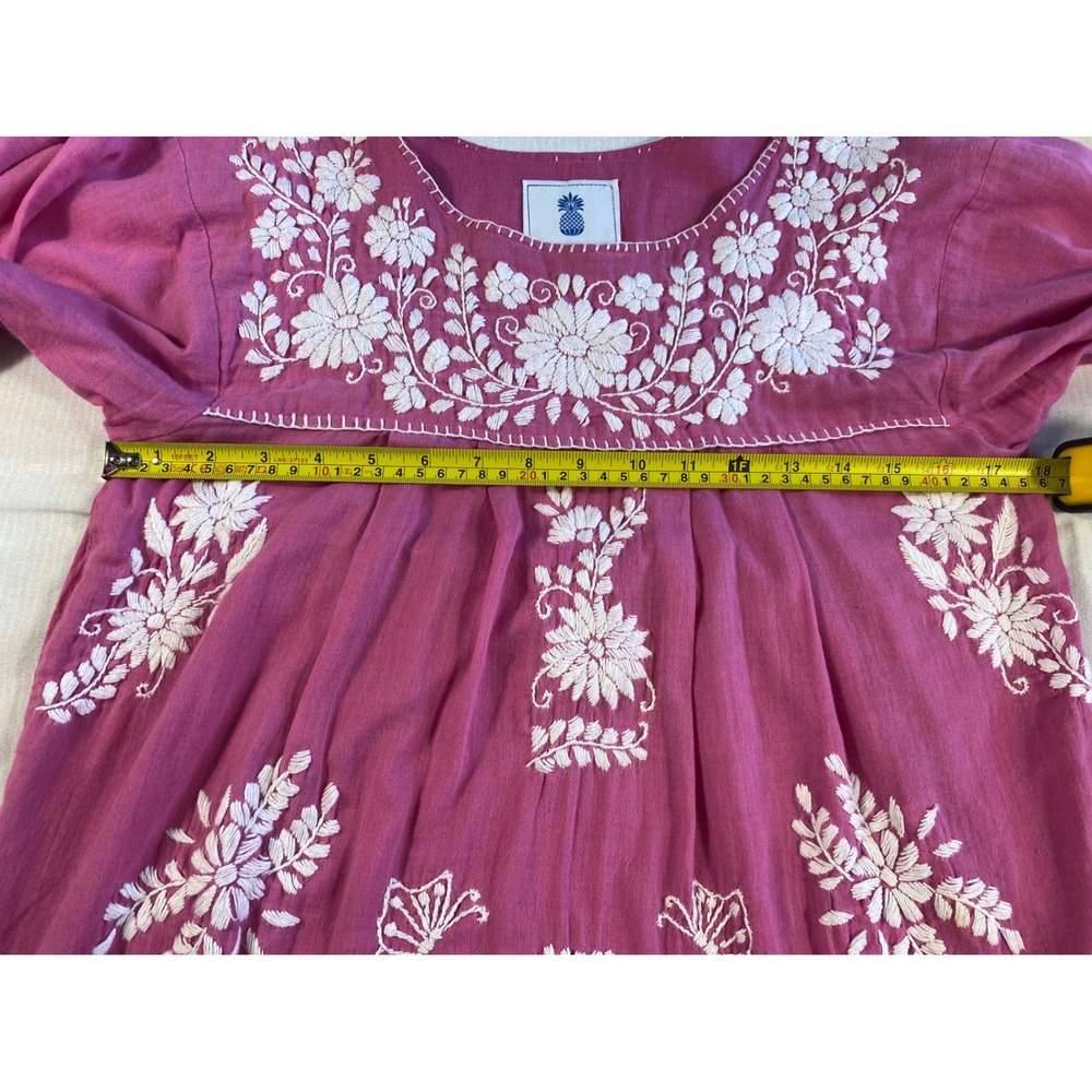 Boho Embroidered Blouse Pink Floral Cottagecore Peasant Top Womens M - Picture 11 of 13